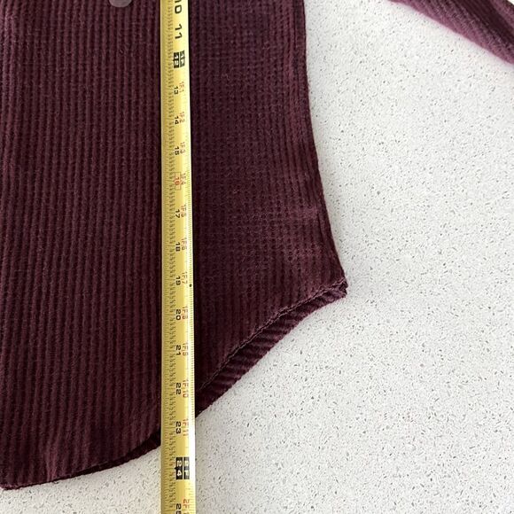 NWT Aeropostale Waffle Knit XS Maroon Long Sleeve Oversized Boat Neck Loose - Picture 7 of 8